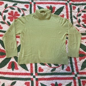 Lime green cashemere turtleneck sweater